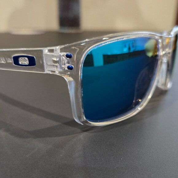 Oakley Holbrook Polarized Square Frame Sunglasses - Clear Frame / Blue Lens - Picture 4 of 14